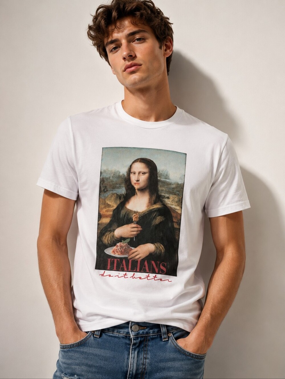 Sublima Mona Lisa Graphic Cotton Italian Tee Shirt  Sz M  ( unisex)